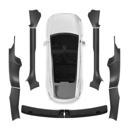 10pcs Carbon Fiber Style ABS Door Sill Protector Guard For Tesla Model Y Juniper Gross Carbon Fiber Style
