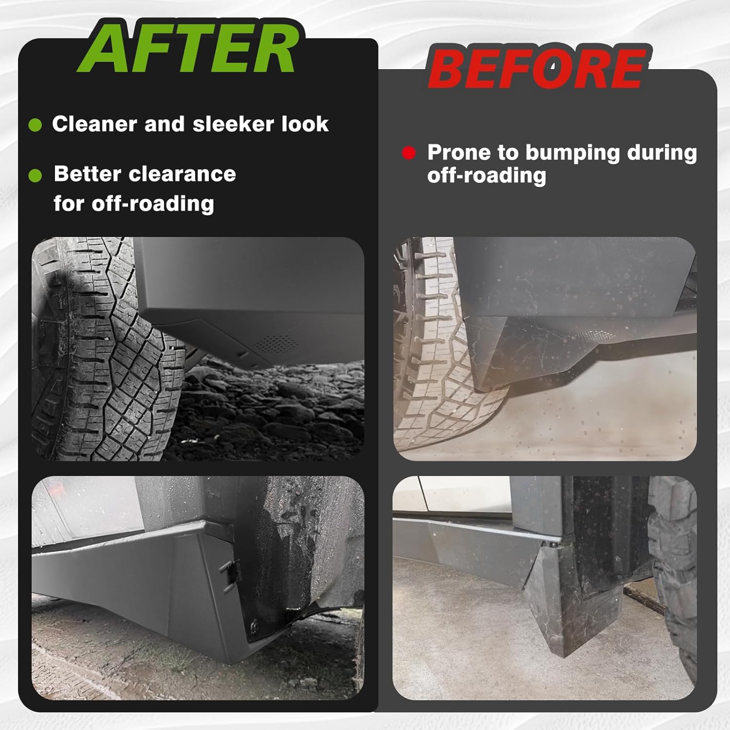 Cybertruck Wheel Fairing Delete Covers Off-Road Protection Mud Flaps