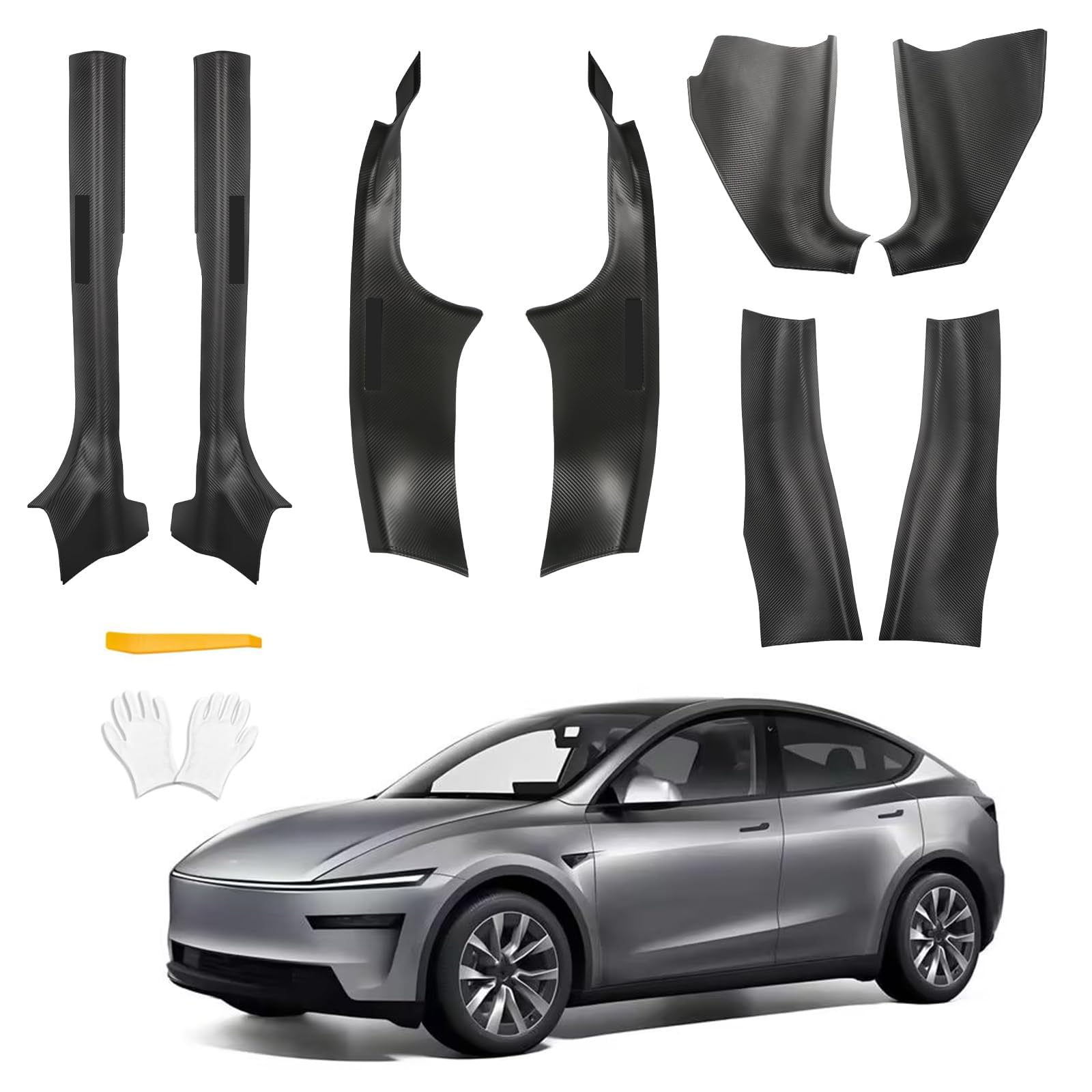 11pcs Real Carbon Fiber Door Sill Protector for Tesla Model Y Juniper 8pcs model y juniper 2025-2026