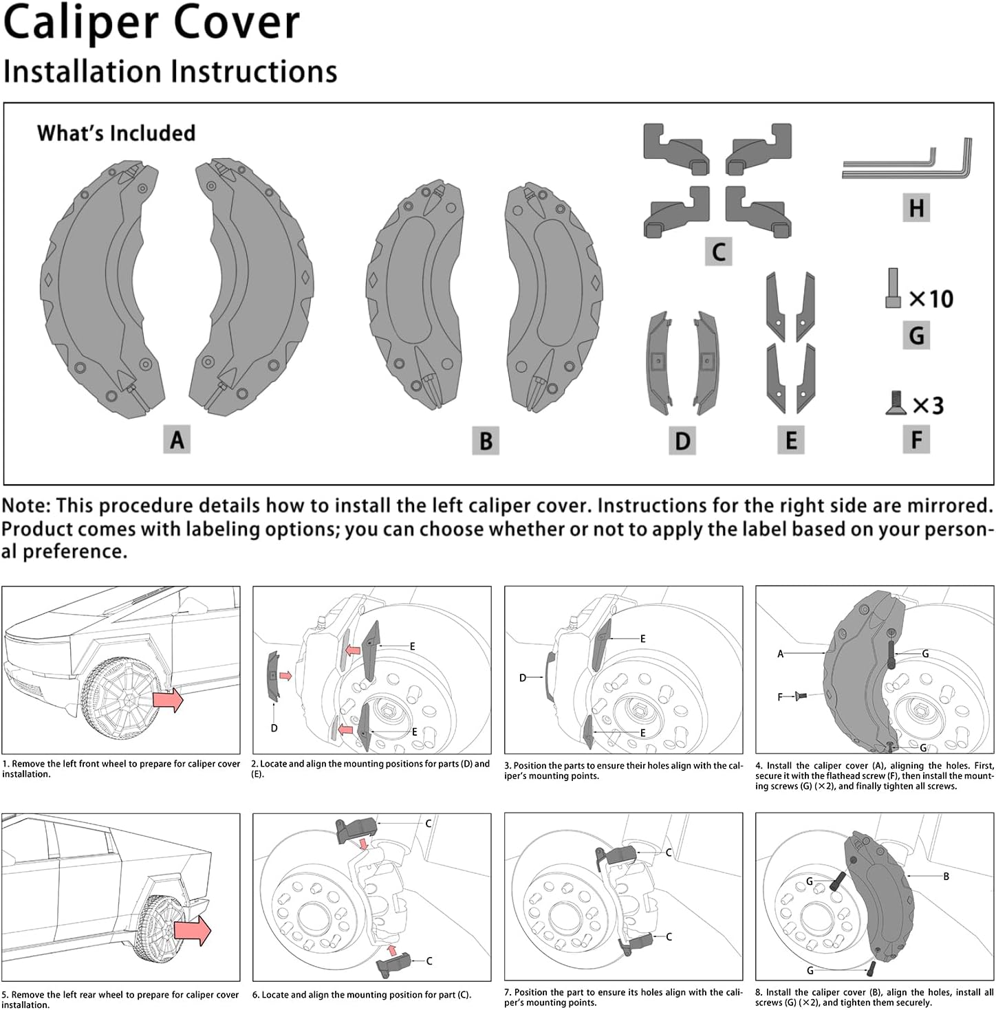 Aluminum Alloy Caliper Covers Compatible with Tesla Cybertruck