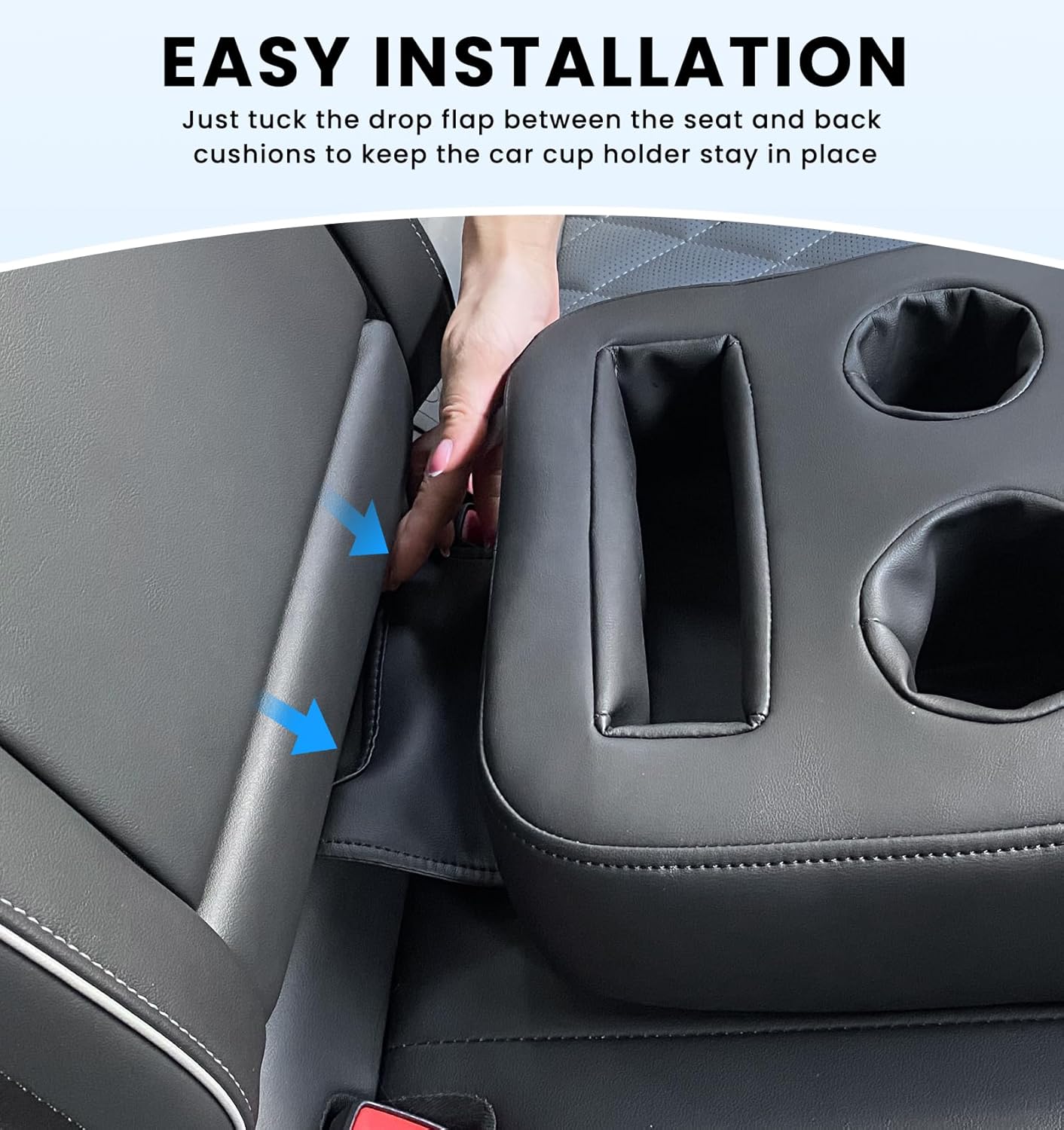 PU Leather Back Seat Cup Holder for Tesla and Evs