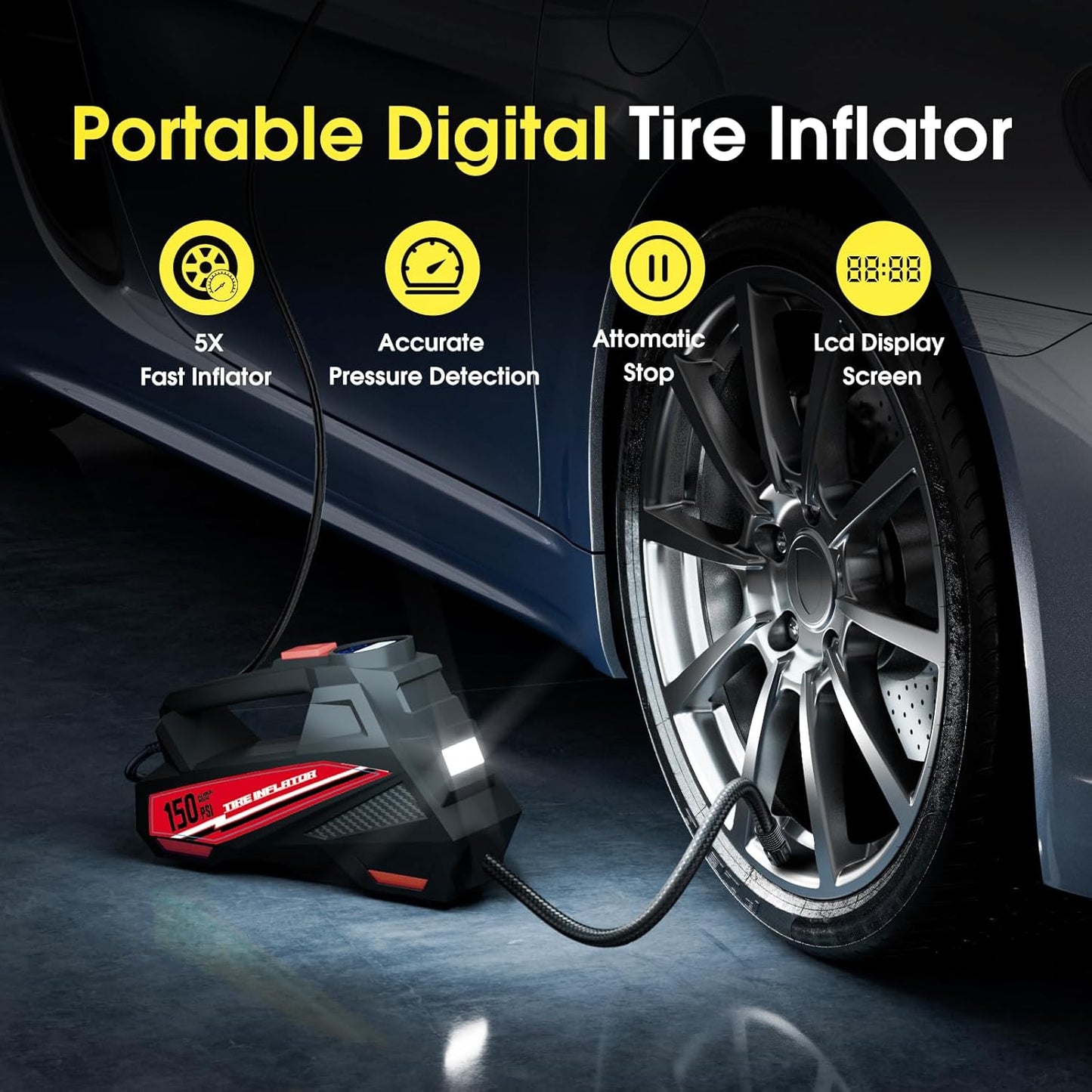 Tire Inflator Portable Air Compressor Portable Tire Inflator For EV Car