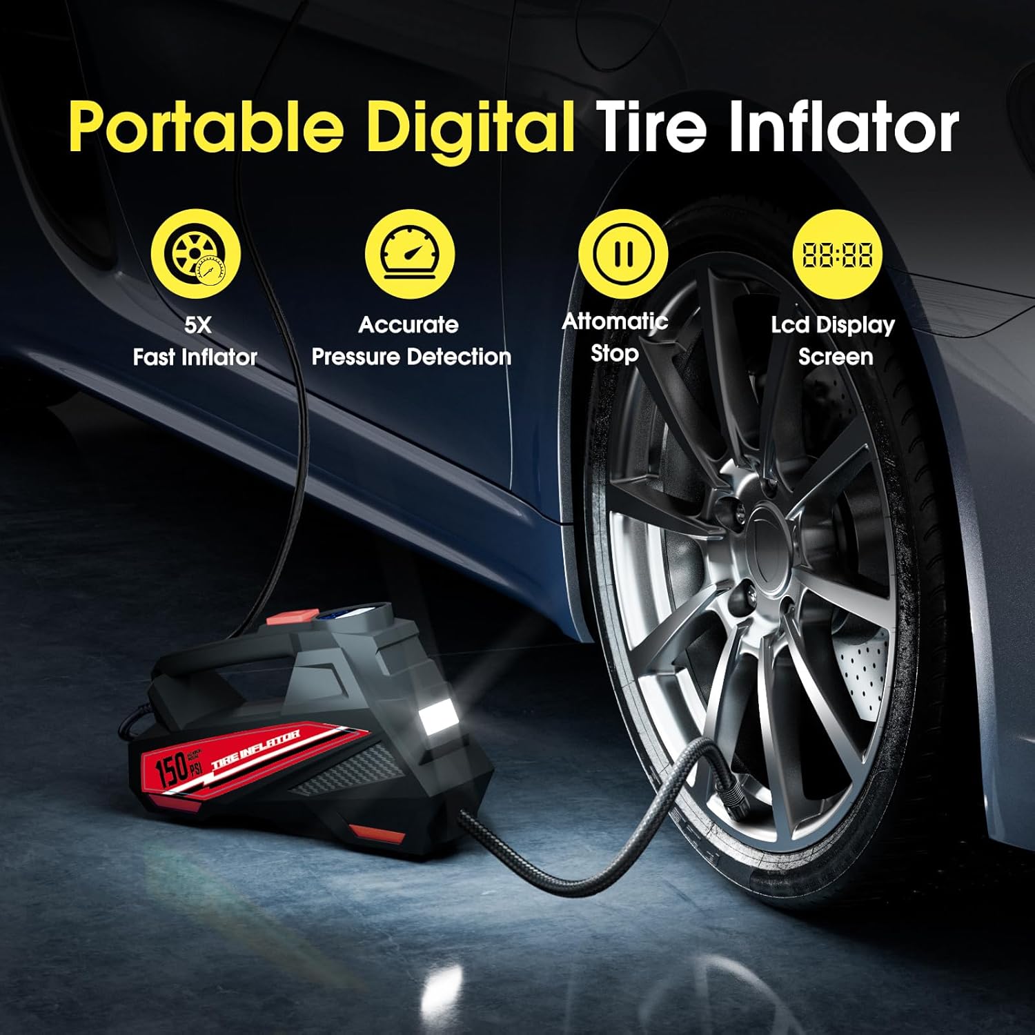 Tire Inflator Portable Air Compressor Portable Tire Inflator For EV Car