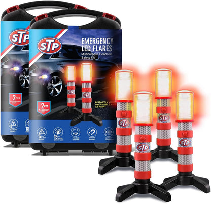 Foldable Stands Flashing Led Road Flares Roadside Emergency Car Kit 4 Pack