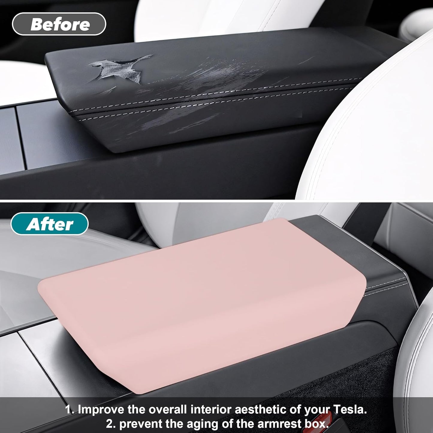 Pink Center Console Armrest Cover For Telsa Model 3 Highland/Y Juniper