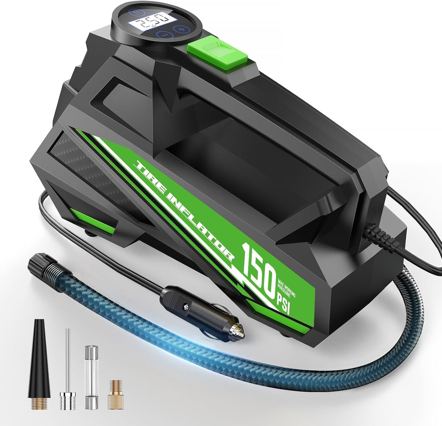 Tire Inflator Portable Air Compressor Portable Tire Inflator For EV Car Green Large