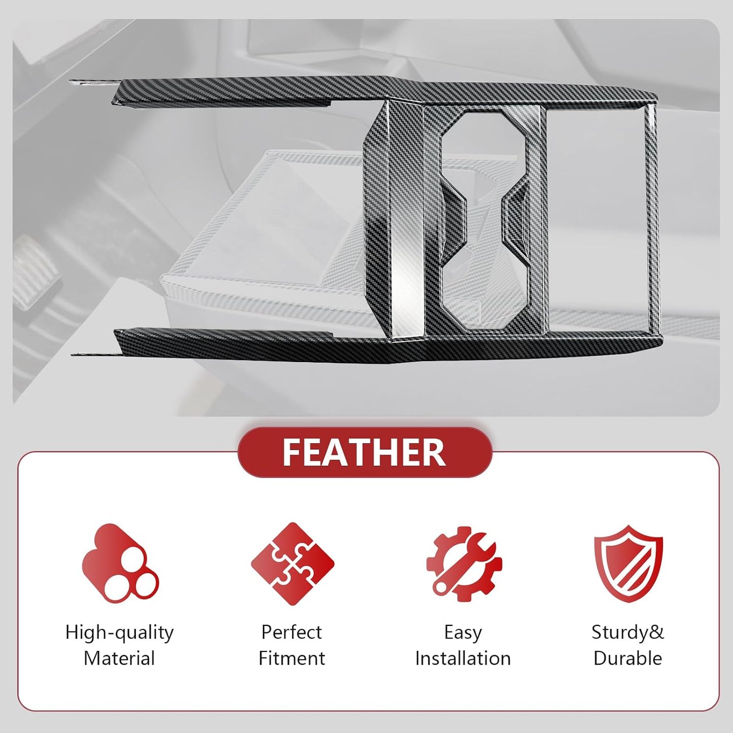 Central Control Frame Cover Trim for Tesla Cybertruck (Gloss Carbon Fiber Style)