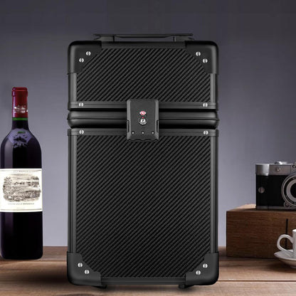 Real Carbon Fiber Portable 4 Bottles Wine Suitcase for Tesla EV camping