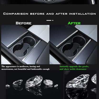 Crystal Bling Cup Holder Decorative Strips for Tesla Model Y Juniper & Model 3 Highland