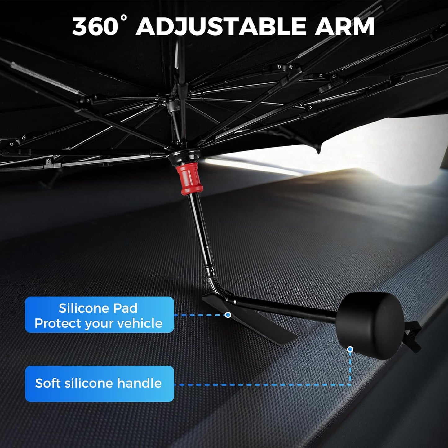 2026 Upgrade Windshield Sunshade Umbrella for Tesla Cybertruck, Thickened Titanium Silver, Protect Car from Sun Rays & Heat Damage Keep Cool, Protect Interior 54''x 60''x 61''