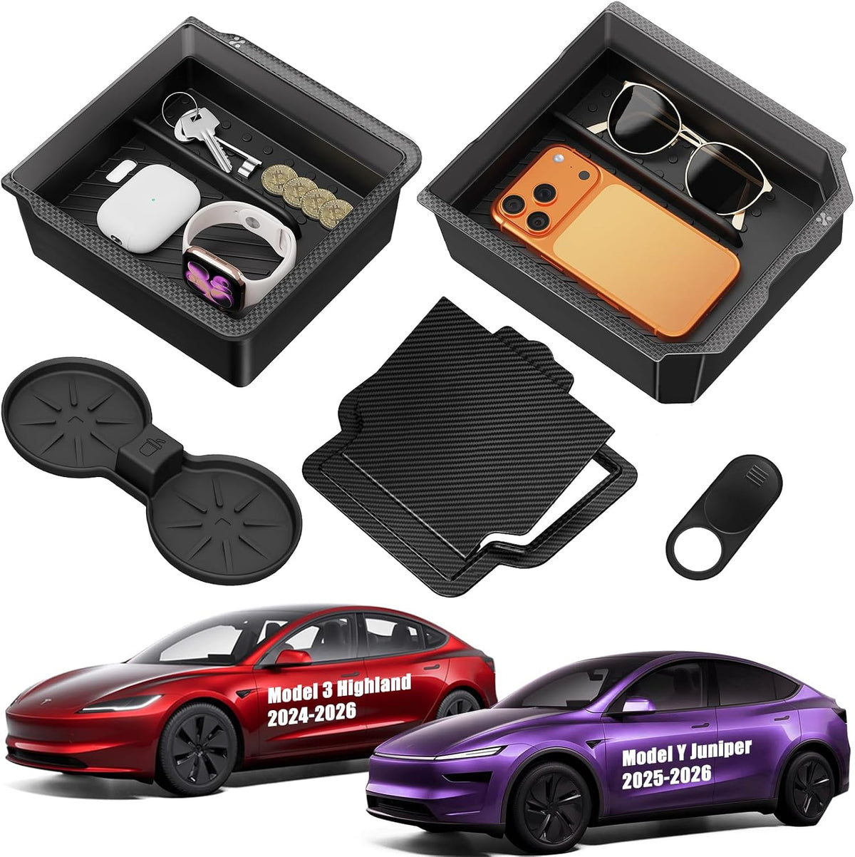 Center Console Organizer Tray for Tesla Model Y Accessories 2026-2025