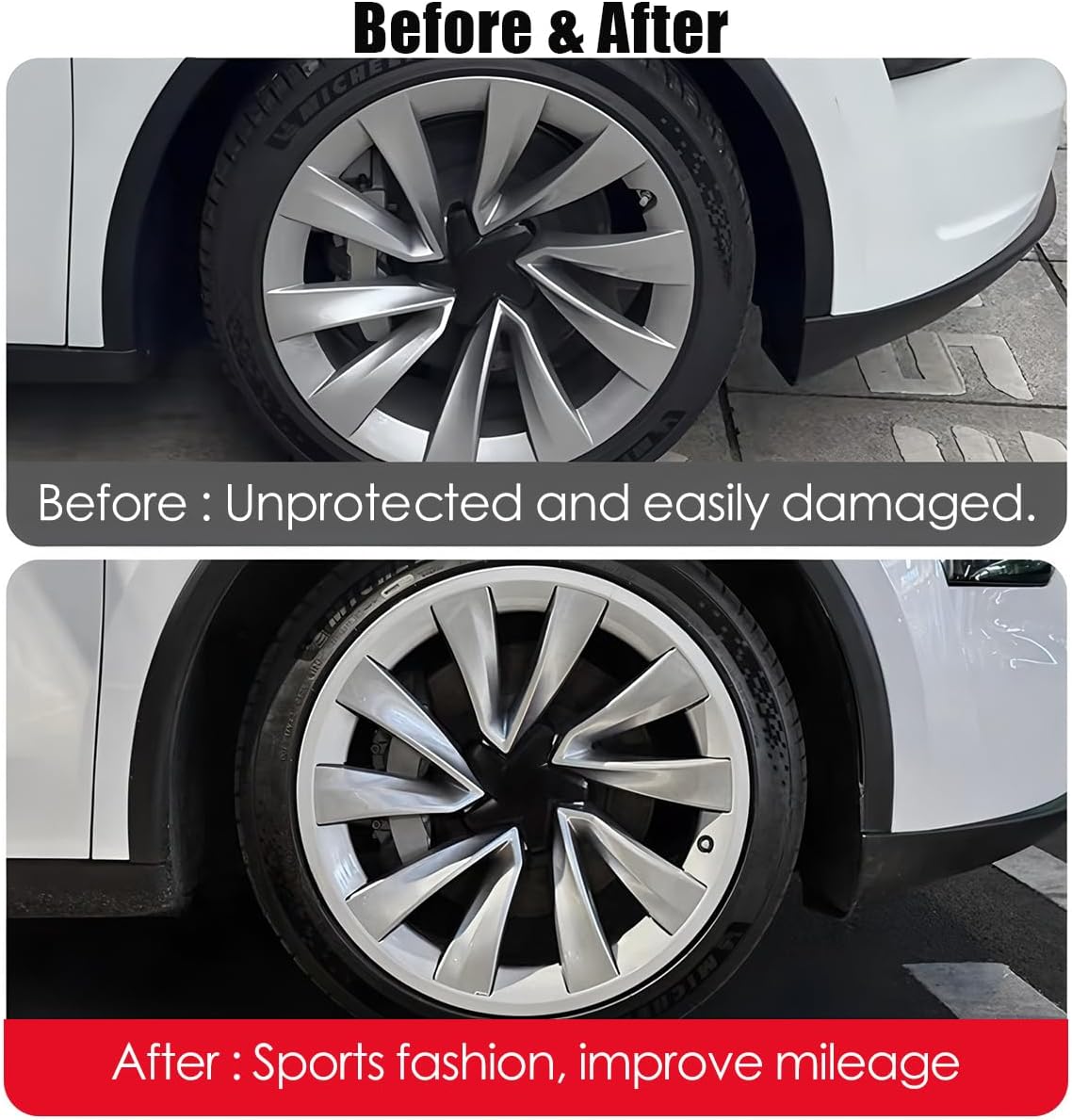 4PCS 20" ABS Rim Protectors for Tesla Model Y Juniper Curb Rash Guard