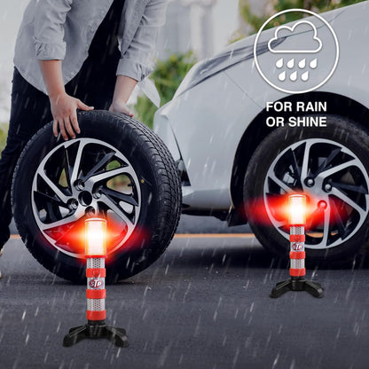 Foldable Stands Flashing Led Road Flares Roadside Emergency Car Kit