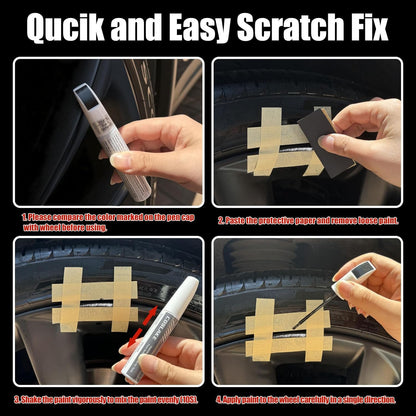 Rim Touch Up Paint(Gunpowder) for Tesla Model Y/3/S/X Gemini Dark/Uberturbine/Arachnid/Cybersteam/Turbine Wheel, Curb Rash Repair Rim Scratch Repair with Masking Tape & Sandpaper