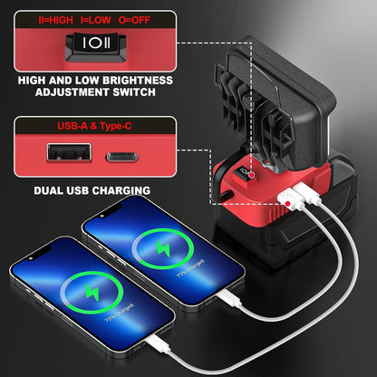Usb & Type-C Charging Led Automotive Work Light For Emergency