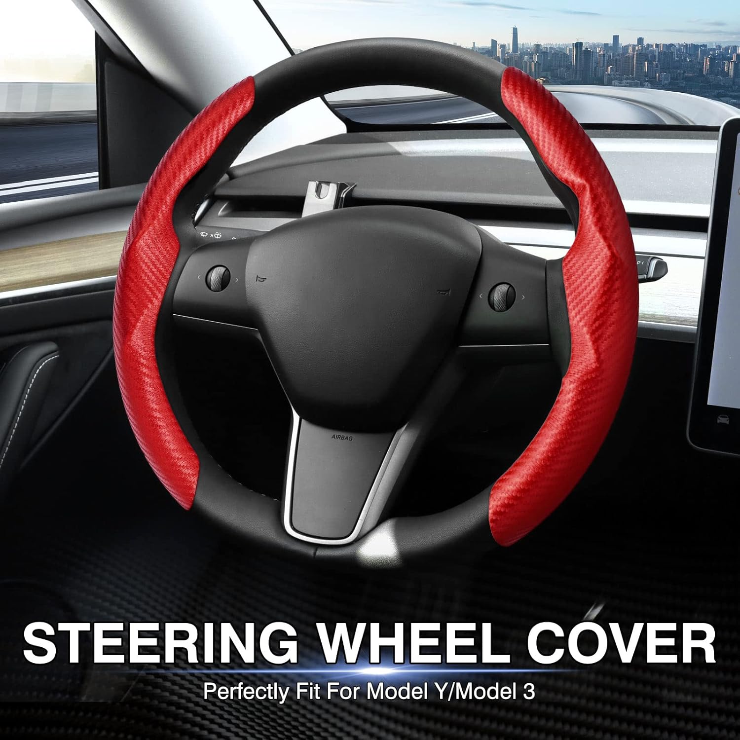 Carbon Fiber Steering Wheel Cover for Tesla Model 3/ Y