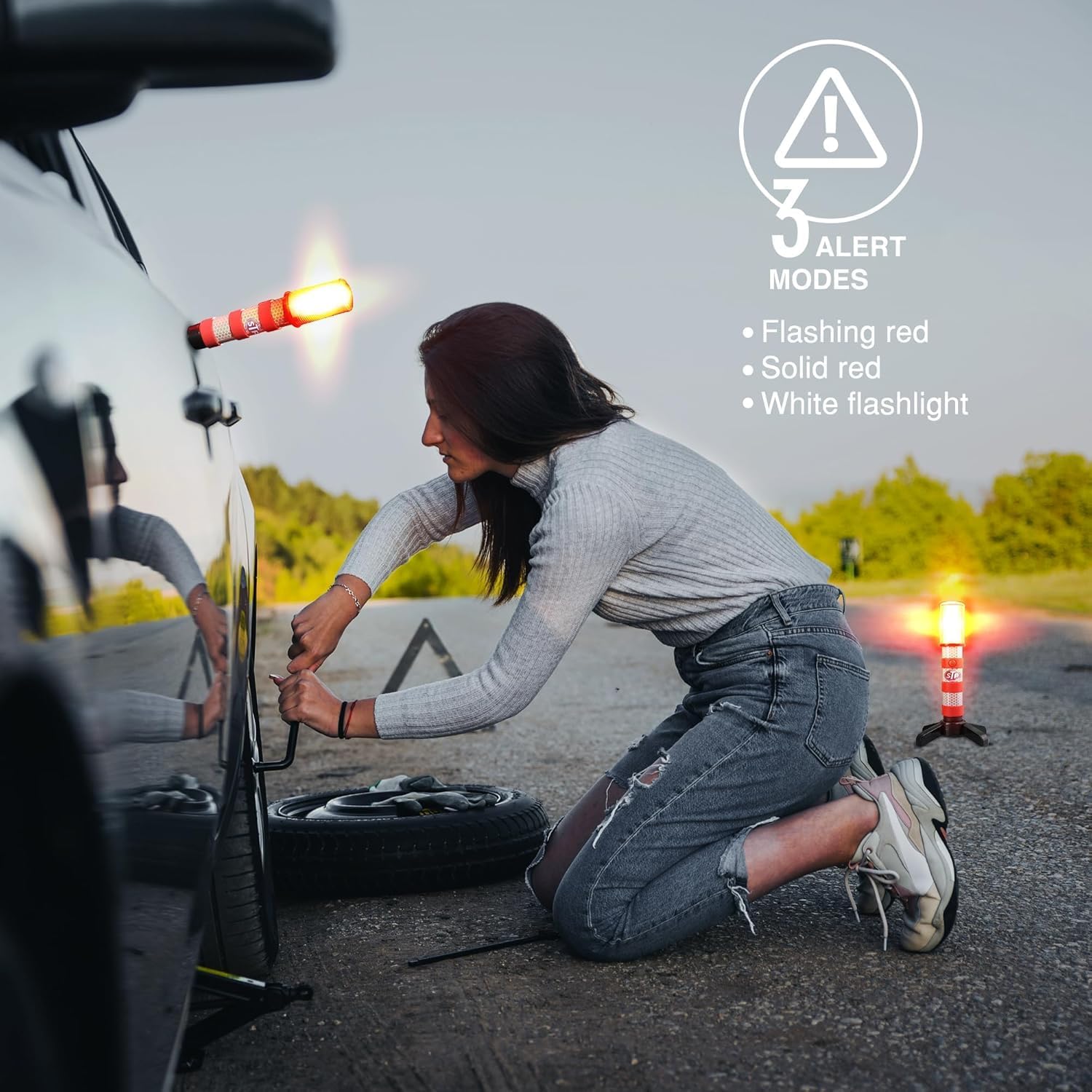 Foldable Stands Flashing Led Road Flares Roadside Emergency Car Kit