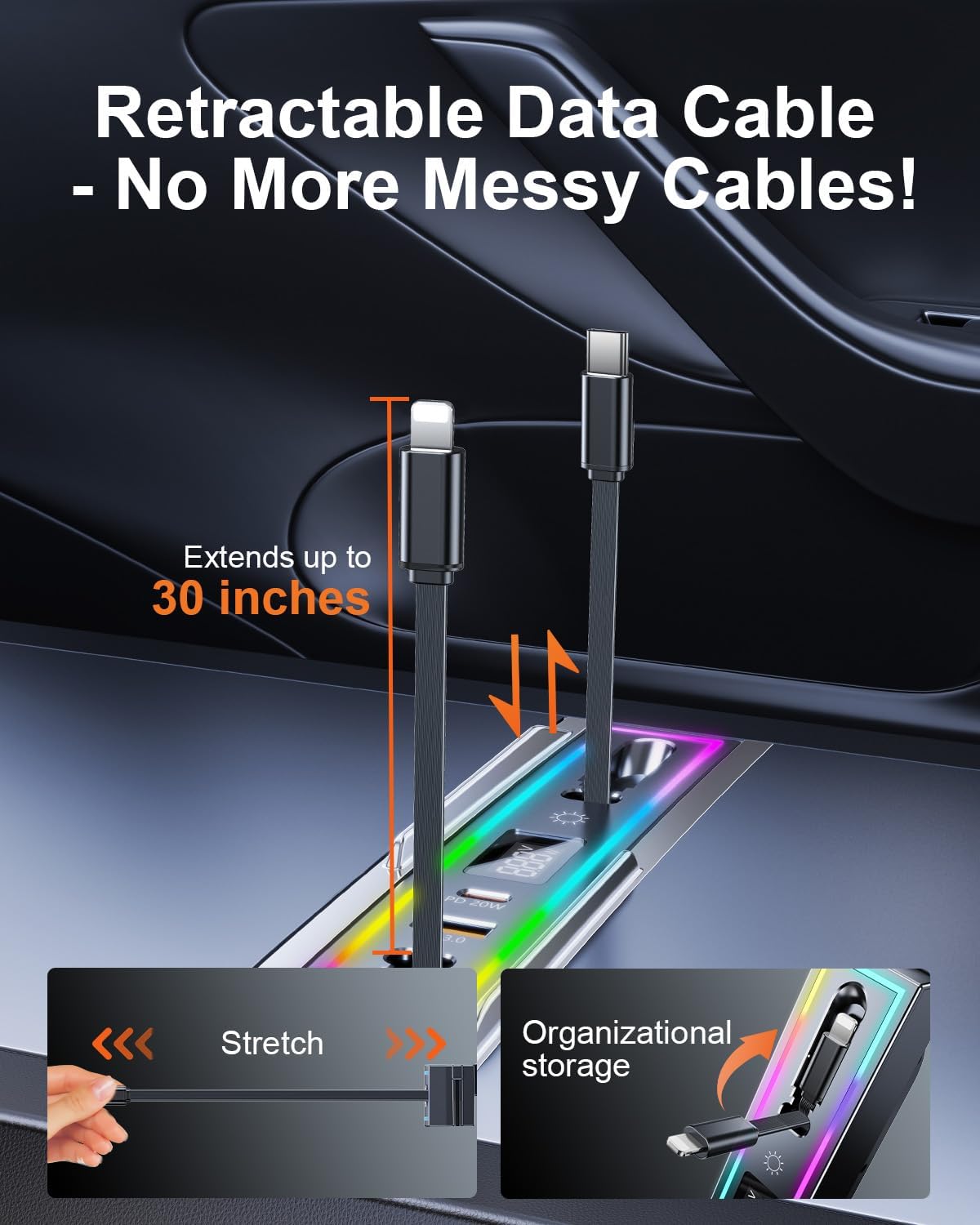 USB Hub Organizer with Ambient Light for Model 3 Highland Y Juniper