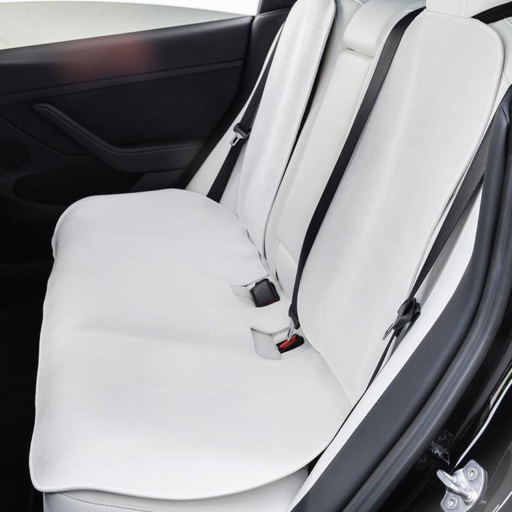 Front Rear Seat Cushion and Backrest for Tesla Model 3 Model Y - Breathable Material (2017-2024) White Rear Seat