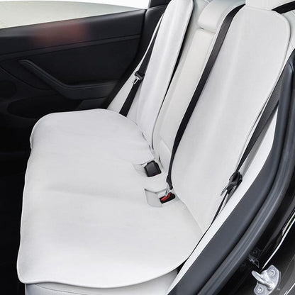 Front Rear Seat Cushion and Backrest for Tesla Model 3 Model Y - Breathable Material (2017-2024) White Rear Seat