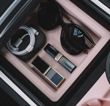 Double-layer Organizer - Sliding Center Console Tray for Tesla Model 3/Y (2021-2023) Pink Style 1