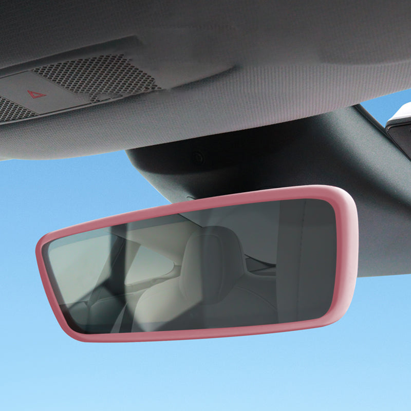 Model3/Y Inner Rearview Mirror Protective Cover Silicone Frame for Tesla Pink