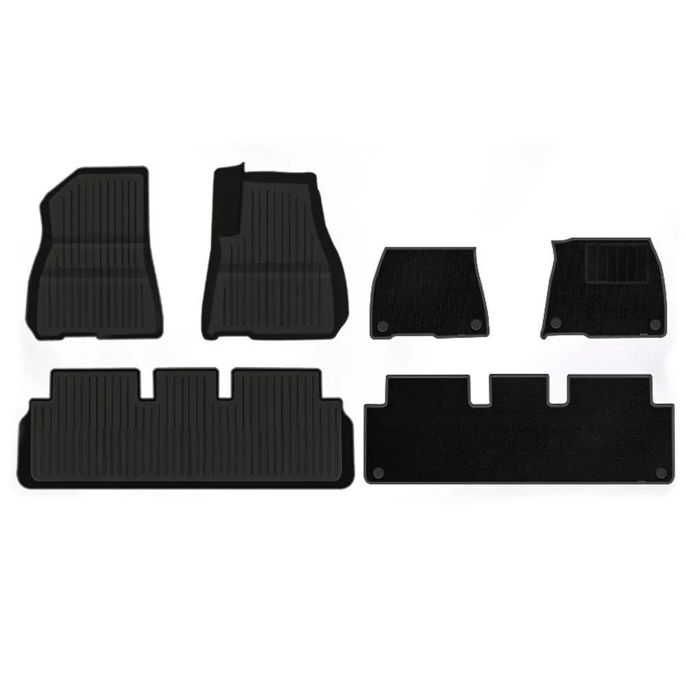 Model 3 Floor Mats All Weather Double Layer Flocking TPE (2021-2023) for Tesla Right-Hand Drive Floor Mat (6 PCS)