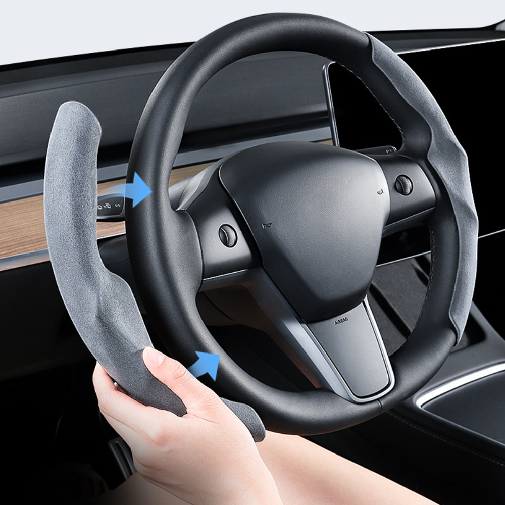 Anti-Slip Suede Steering Wheel Cover for Tesla Model 3 Highland 2024+