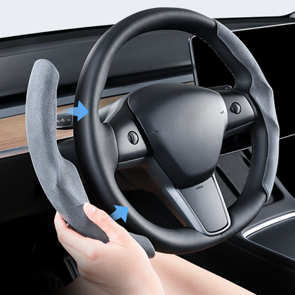 Anti-Slip Suede Steering Wheel Cover for Tesla Model 3 Highland 2024+