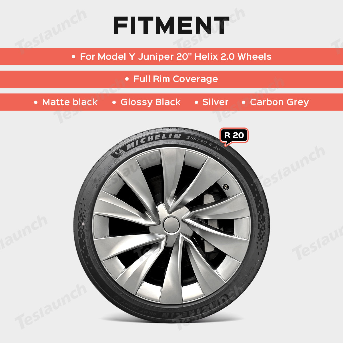 Helix 2.0 Style Wheel Hubcaps (Set of 4) for Tesla 2025+ Model Y Juniper 20'' Helix 2.0 Wheels