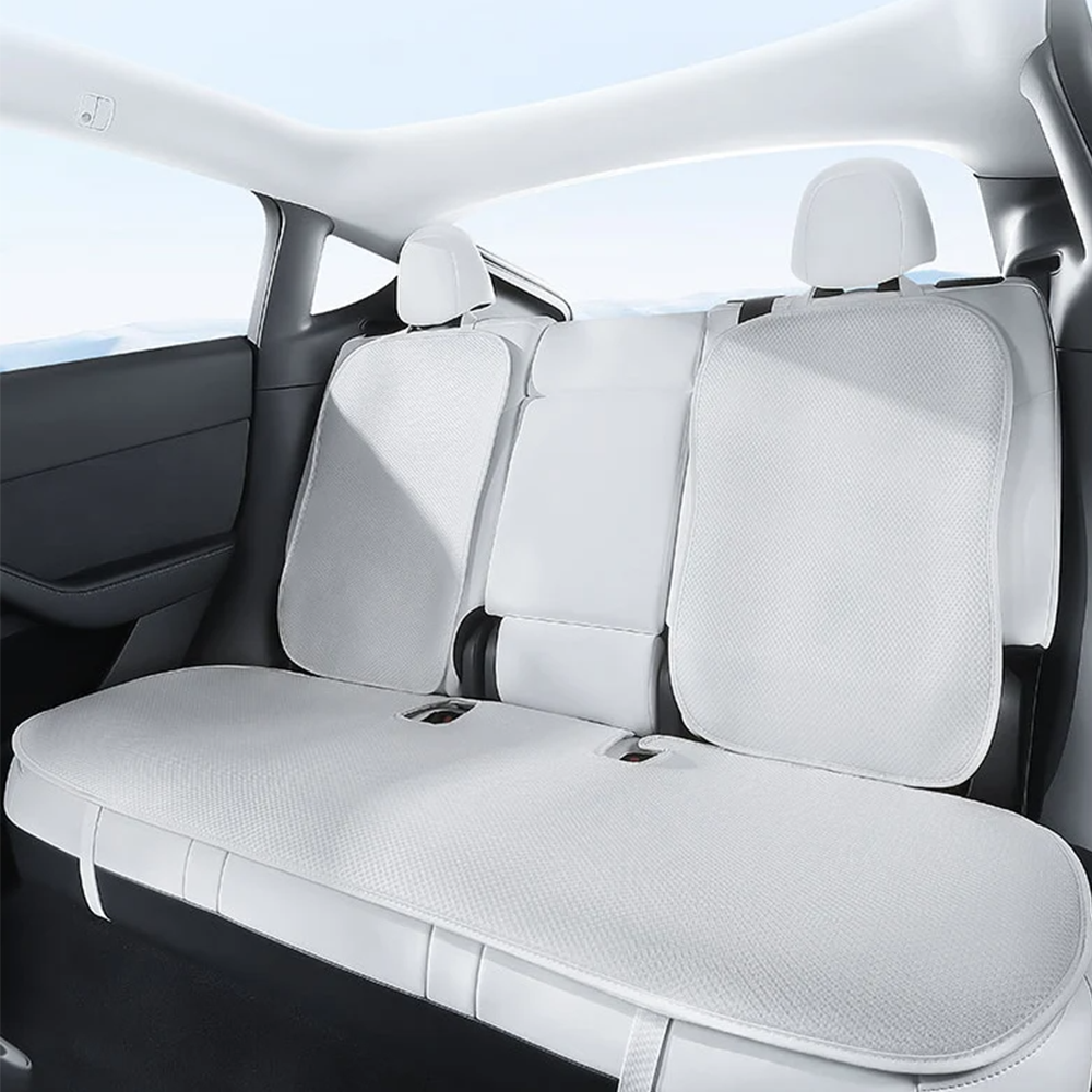 Ice Silk Breathable Cooling Car Seat Cushion for Tesla Model 3/Y Rear Seat (3 Pcs) White