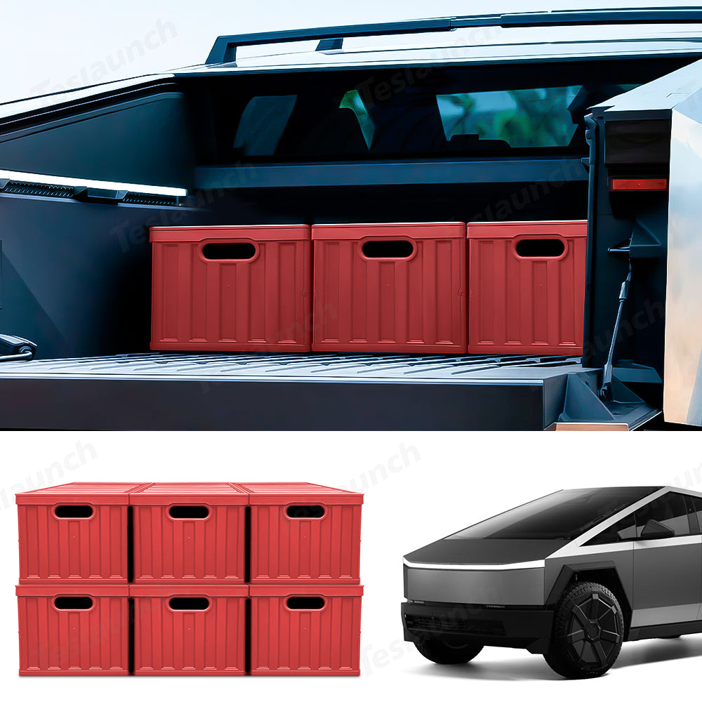 Foldable Vault Cargo Bins for Tesla Cybertruck Red 6 Pcs Set