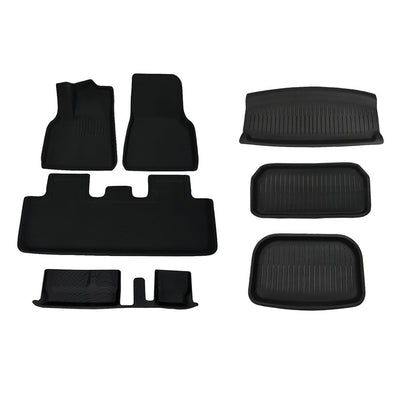Custom-Fit Floor Mats And Liners 3D Lamination Cutting All-Weather For Tesla Model Y (2020-2024) 7 Seats Full Set (6 or 7 PCS)