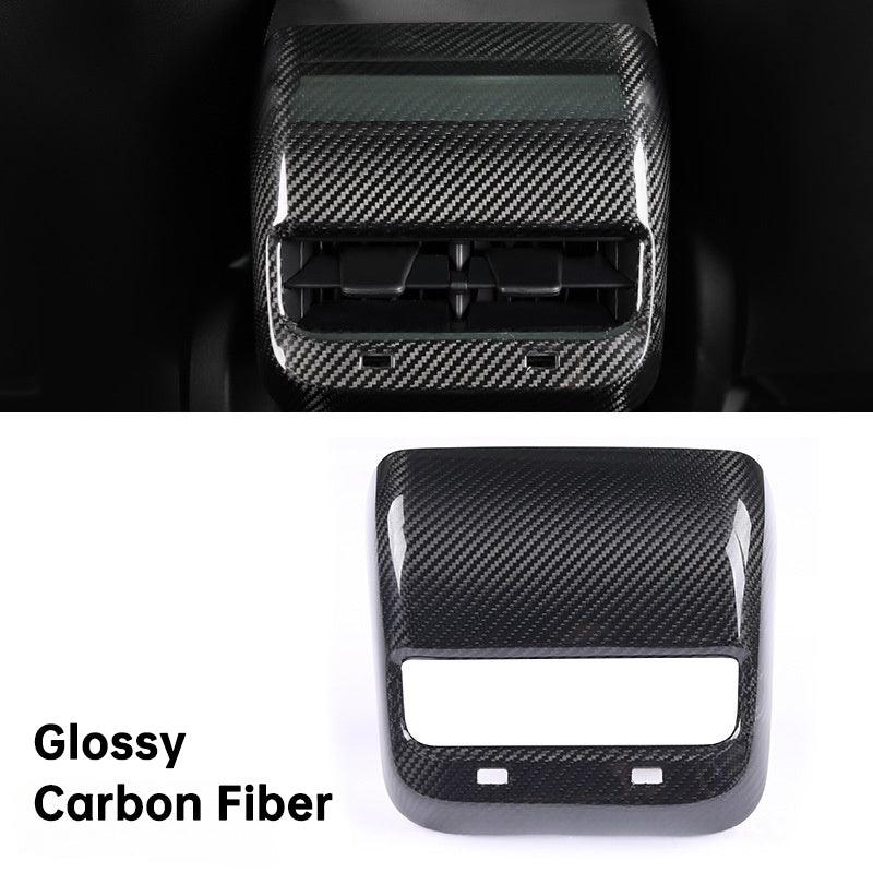 [Real Carbon Fiber] Model 3/Y Backseat Vent Overlay, Center Console Wrap Cover (2017-2023) Real Glossy Carbon Fiber