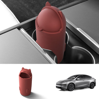 Central Control Silicone Trash Can For Tesla Model Y Juniper 2025+ Red