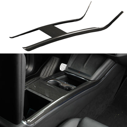 [Real Carbon Fiber] Center Console Side Trim Cover for Model S/X 2022+ Glossy Carbon Fiber