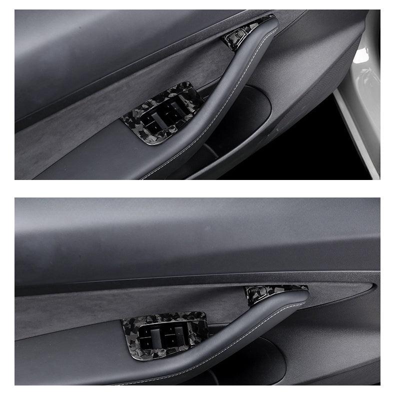 [Real Carbon Fiber] Model 3/Y Door Window Switch Cover, Door Switch Wrap Overlay (12 Pcs)