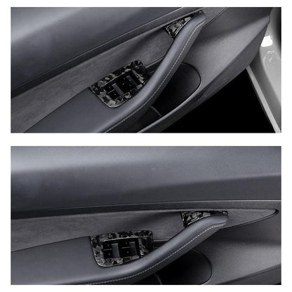 [Real Carbon Fiber] Model 3/Y Door Window Switch Cover, Door Switch Wrap Overlay (12 Pcs)