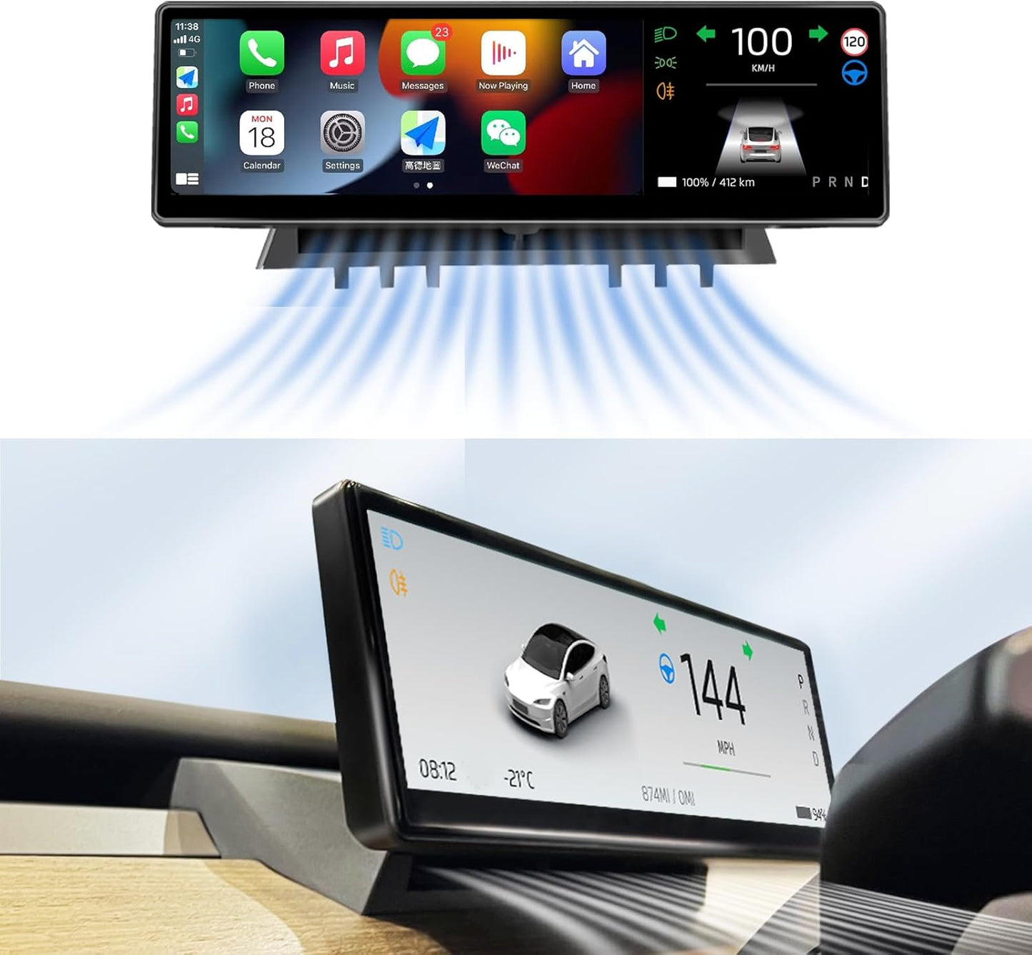 8.8"Head Up Display CarPlay Android Auto for Tesla Model 3/Y