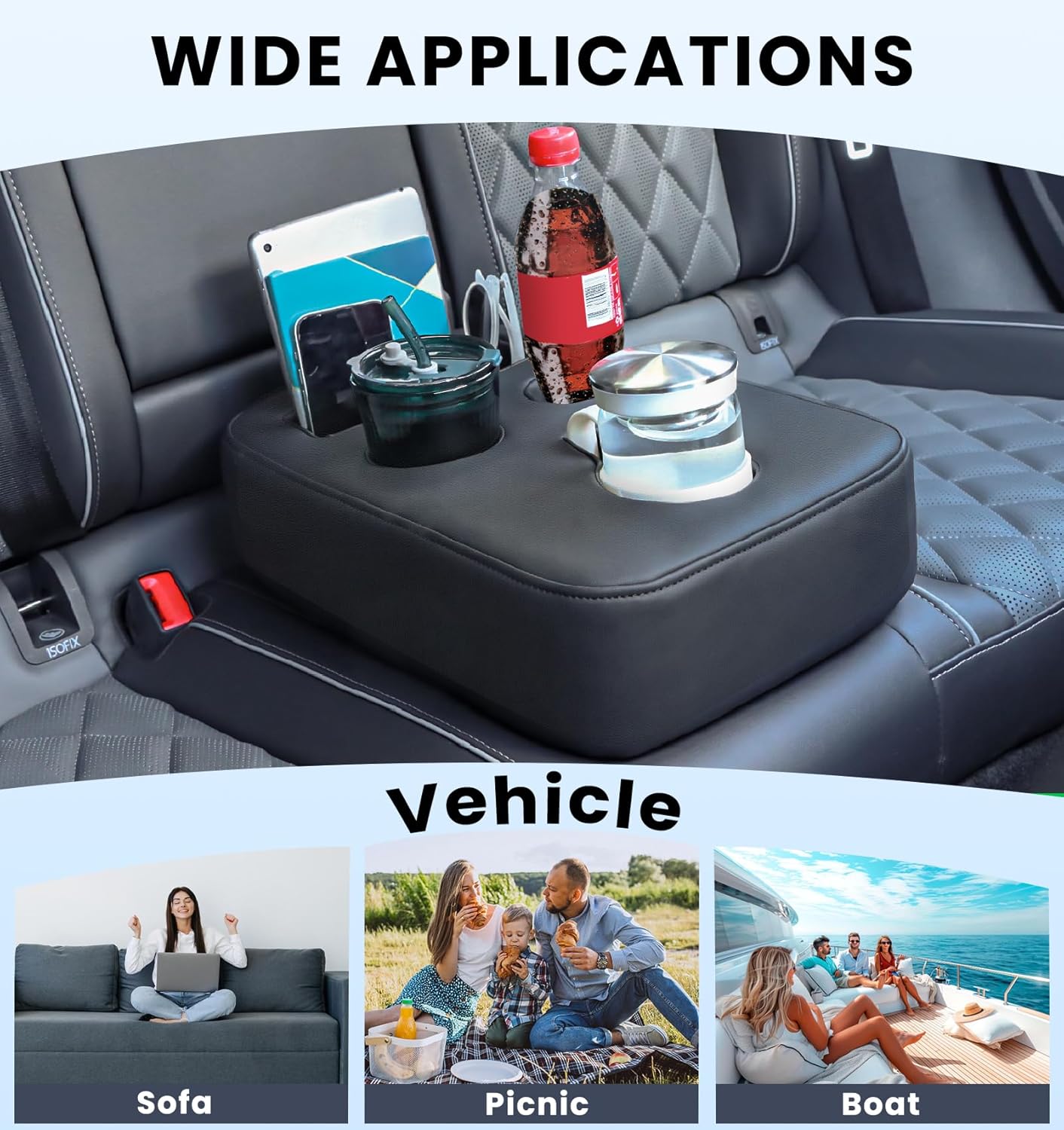 PU Leather Back Seat Cup Holder for Tesla and Evs