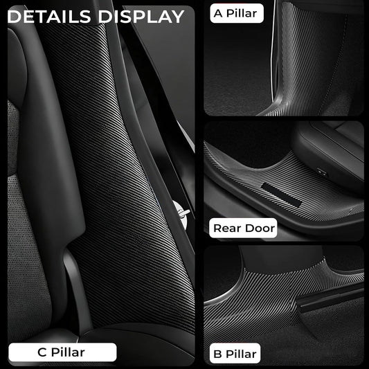 11pcs Real Carbon Fiber Door Sill Protector for Tesla Model Y Juniper