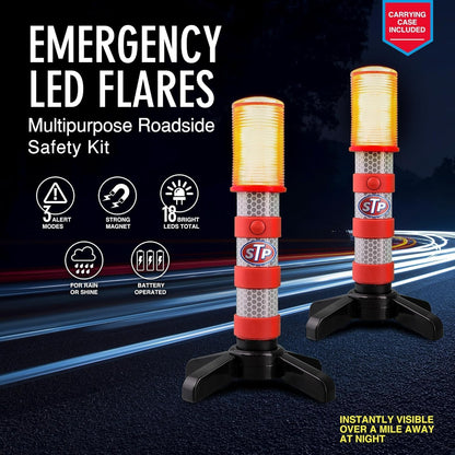 Foldable Stands Flashing Led Road Flares Roadside Emergency Car Kit