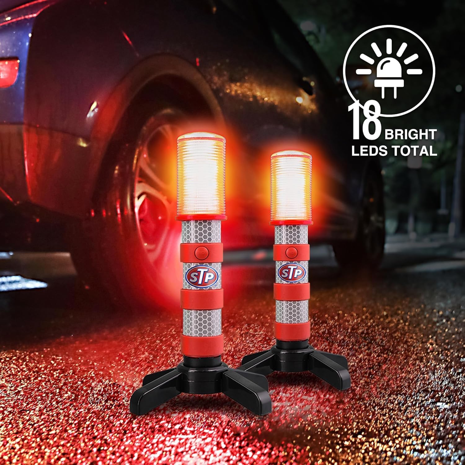 Foldable Stands Flashing Led Road Flares Roadside Emergency Car Kit