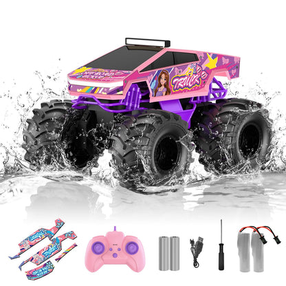 Amphibious Remote Control Car, 1:18 Monster Truck Toys for Boys RC Cars, 2.4 GHz Waterproof RC Trucks, 4WD All Terrain Off-Road Pickup, Kids Christmas Birthday Gifts Present Boys Girls Toys Ages 6+