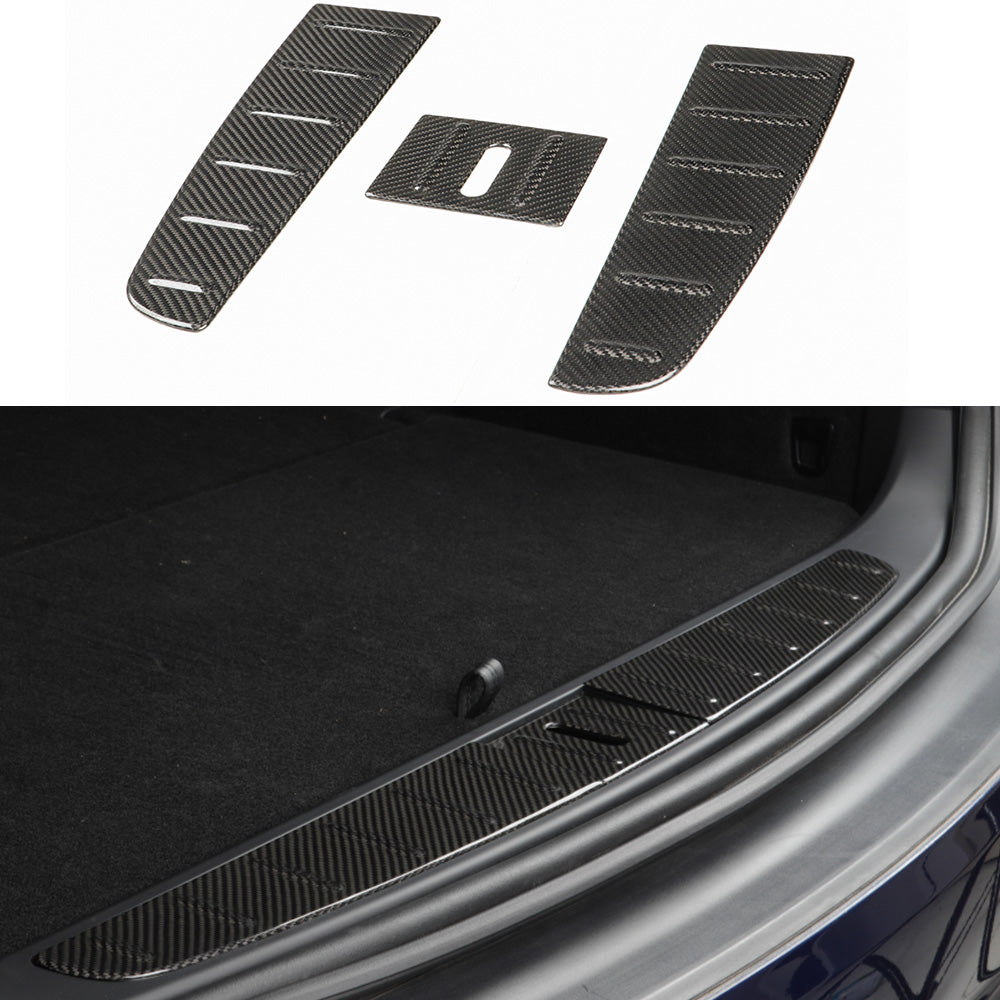 [Real Carbon Fiber] Trunk Sill Trim Covers (3 PCS) for Tesla Model X 2022+ Glossy Carbon Fiber
