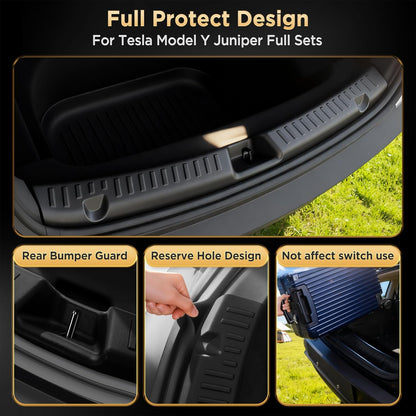 10pcs Carbon Fiber Style ABS Door Sill Protector Guard For Tesla Model Y Juniper