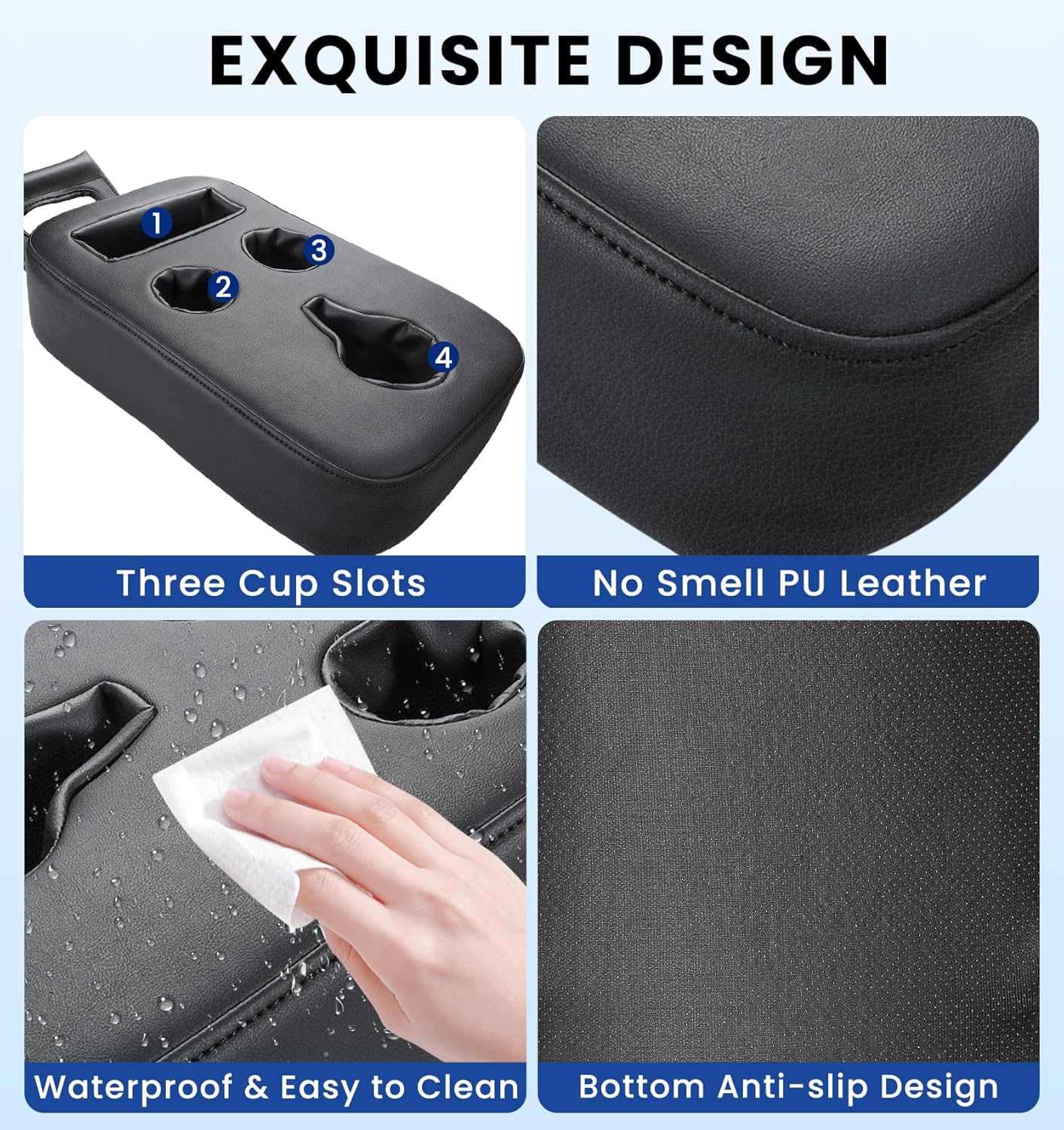 PU Leather Back Seat Cup Holder for Tesla and Evs