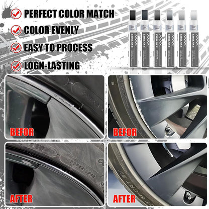 Rim Touch Up Paint(Gunpowder) for Tesla Model Y/3/S/X Gemini Dark/Uberturbine/Arachnid/Cybersteam/Turbine Wheel, Curb Rash Repair Rim Scratch Repair with Masking Tape & Sandpaper