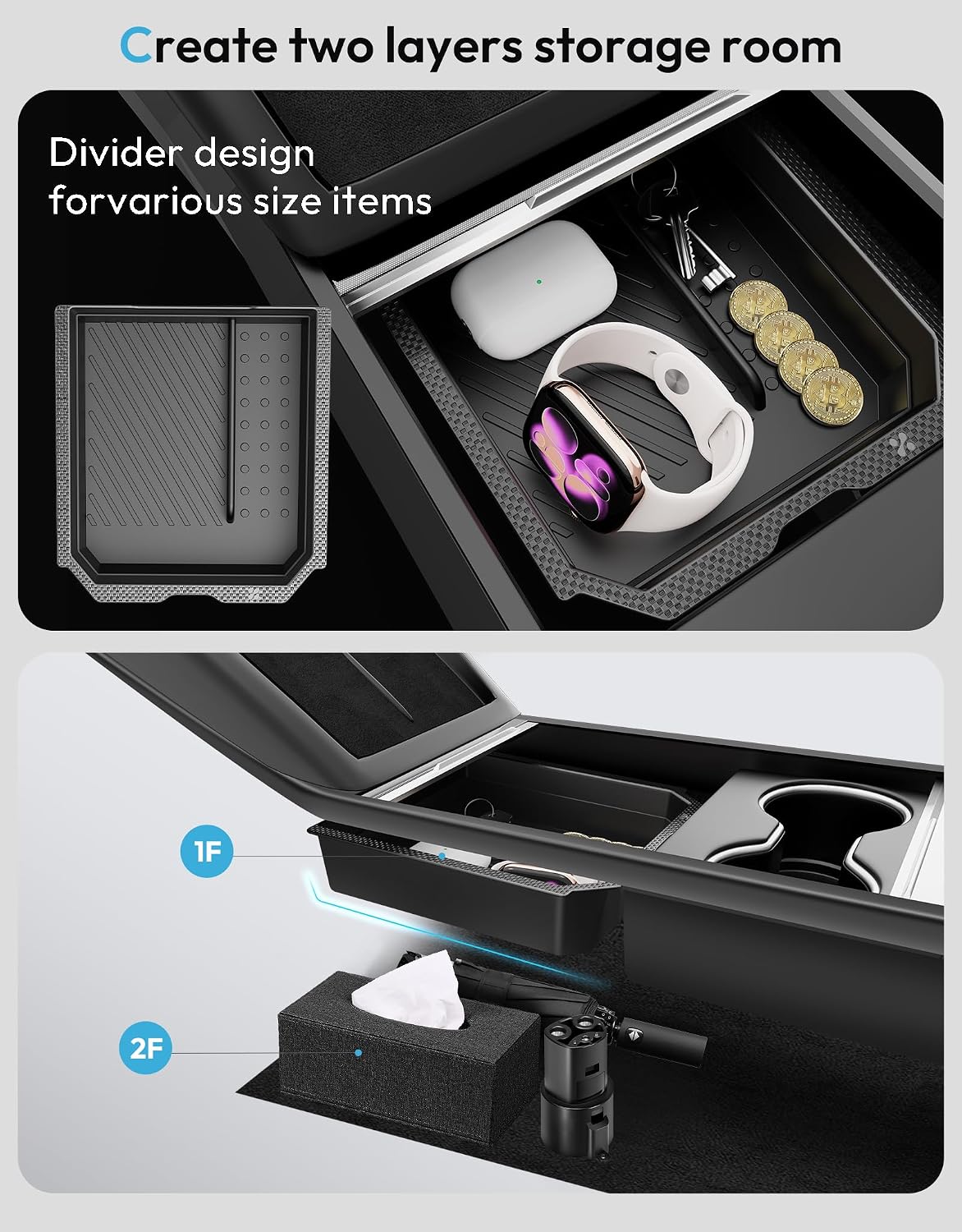 Center Console Organizer Tray for Tesla Model Y Accessories 2026-2025