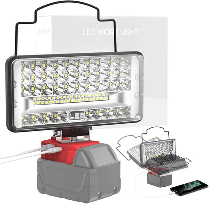 Usb & Type-C Charging Led Automotive Work Light For Emergency 1PC 145W Light Compatible with Milwaukee 18V